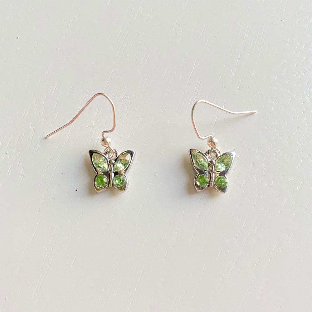 light green butterfly earrings